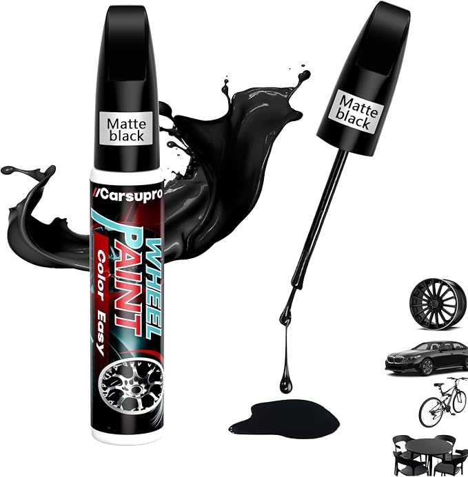 Matte Black wheel Touch Up Paint, Wheel Scratch Repair Touch Up Paint Pen by Carsupro