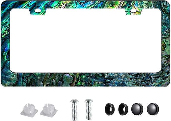 Abalone License Plate Frame-Faux Abalone Car License Plate Holder Auto by Unknown