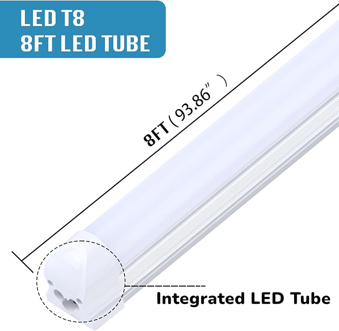 8FT LED Shop Light Fixture, Super Bright 100W 6000K Cold White 15000LM - Image 3