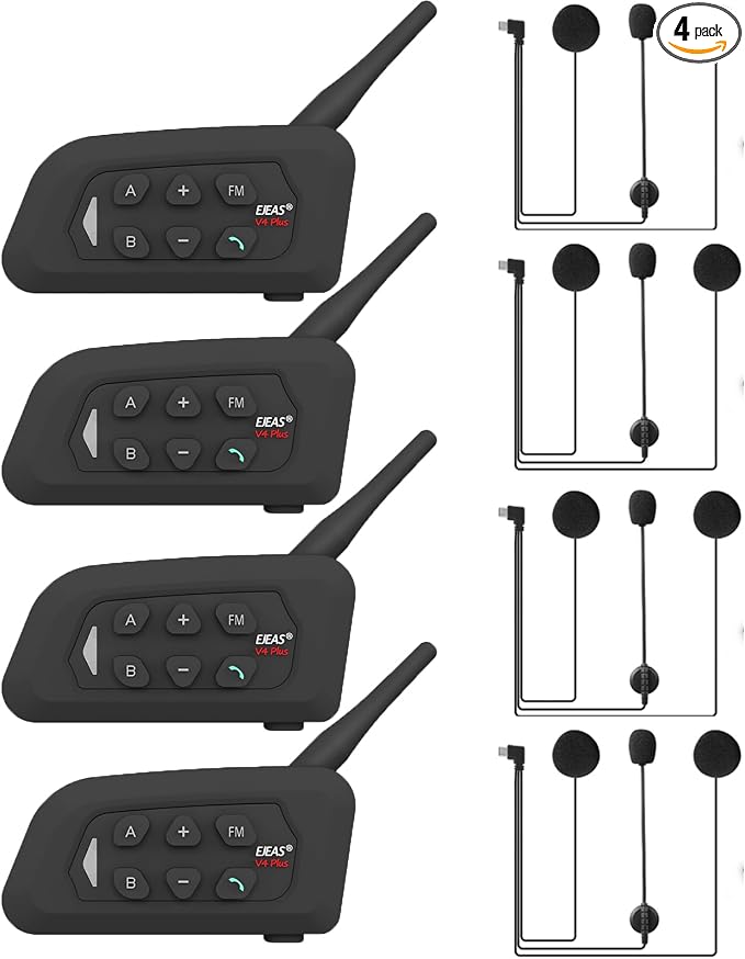 MIMIRACLE V4 Plus Motorcycle Helmet Bluetooth Intercom Headset by MIMIRACLE