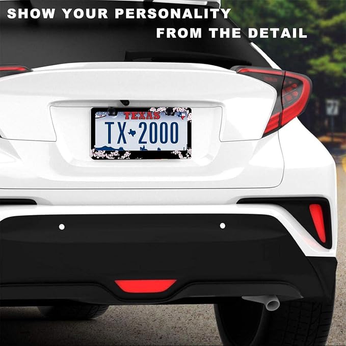 Cherry Blossom License Plate Frame-2 PCS Cherry Floral Flowers License Plate - Image 2
