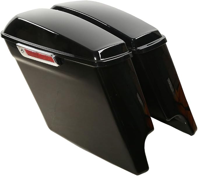 XFMT Vivid Black 5" Stretched Extended Saddlebags Hard Saddle Bags W/Chrome - Image 2