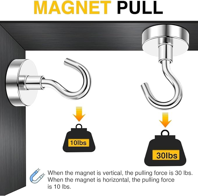DIYMAG Magnetic Hooks, 30lbs+ Magnet Hook 2025 Cruise Cabin Ship Essentials - Image 4