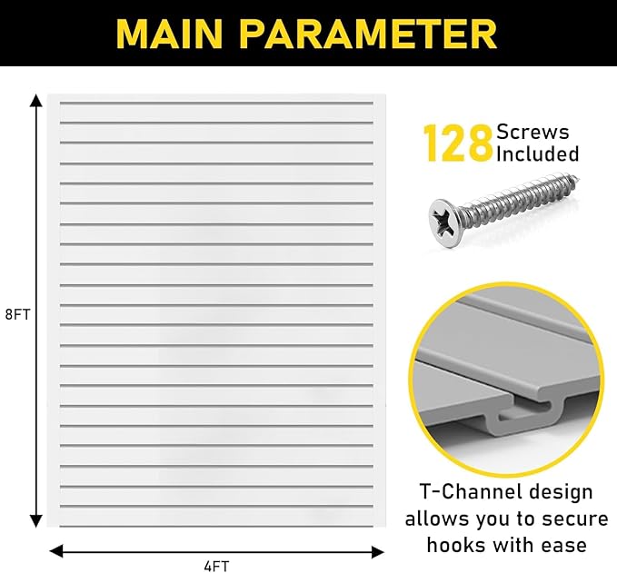 Slatwall Panel Garage Wall Organizer: Heavy Duty Wall Mounted PVC Wall Rack - Image 2