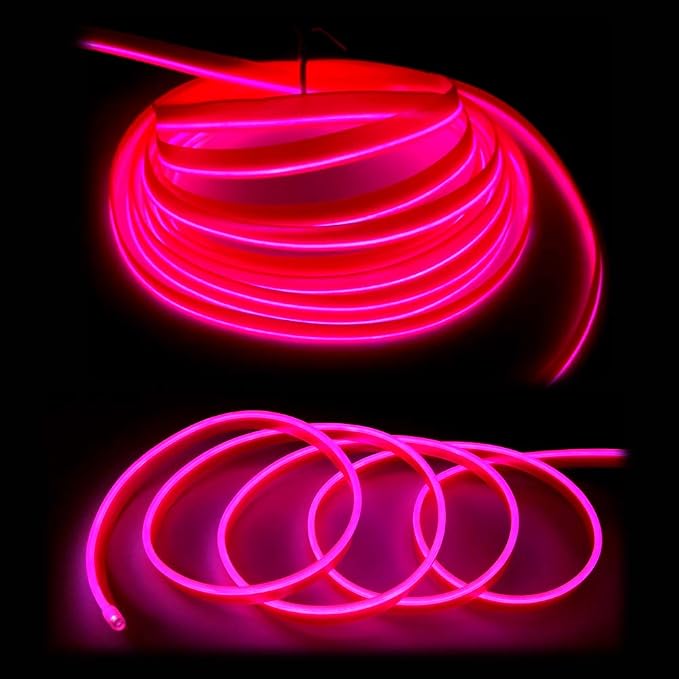 El Wire Pink Interior Car LED Strip Lights, 10M Neon Wire USB 5V - Image 3