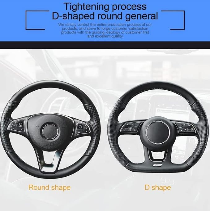Cowhide Steering Wheel Cover Heat Resistant Anti-Slip Car Wheel Wrap Compatible - Image 7