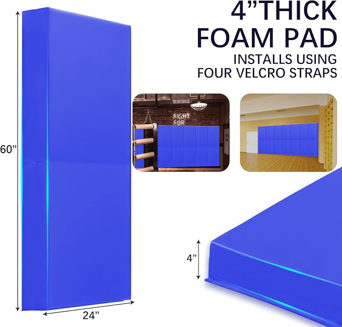 PROGOAL 60"/72" High Gym Wall Padding 2"/4" Thick Foam Basketball Court Wall - Image 5