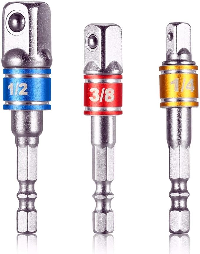 Impact Grade Socket Adapter/Extension Set Turns Power Drill Into High Speed Nut by CIGOTU