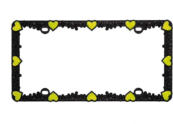 Creathome 3D Daisy Heart License Plate Frame from Pure Zinc Alloy Metal Perfect - Image 4