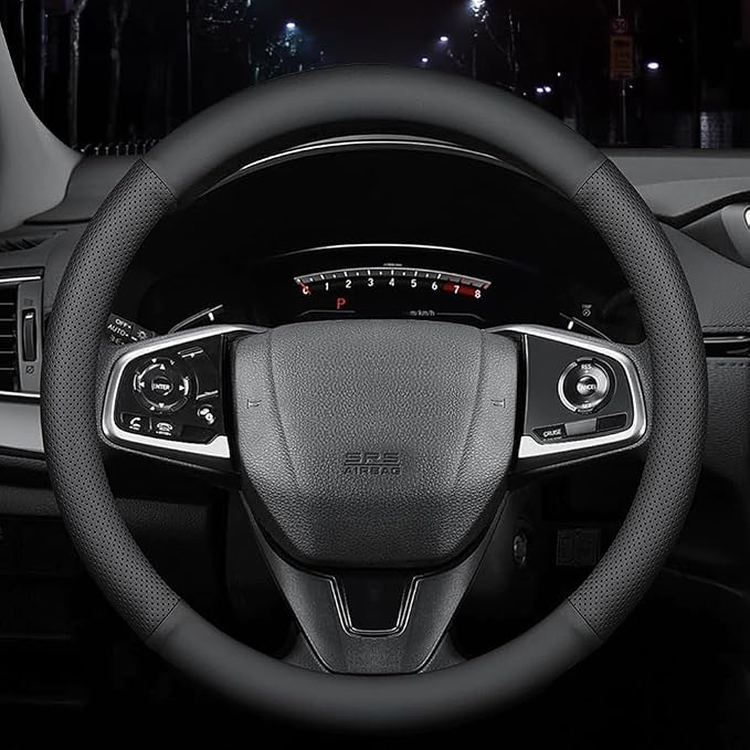 New Nappa Leather car Steering Wheel Cover, Breathable Full Surround Universal by HAOTULE