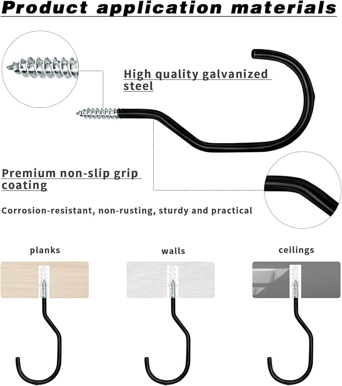 Bike Hooks Heavry Duty 6-Pack, Bicycle Storage Hanger Screw in Ceiling Hooks - Image 3