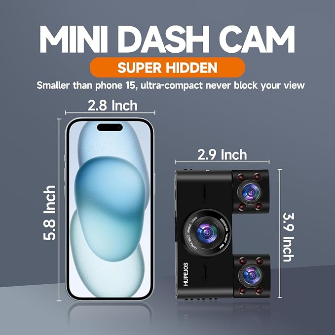 360° Dash Cam Front and Rear Inside, 4 Channel Dash Camera - Image 9