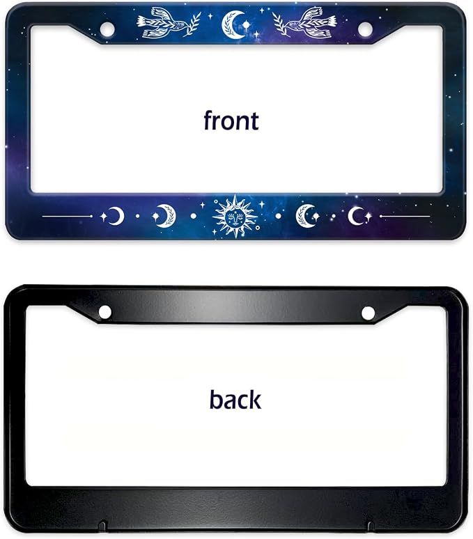 Starry Sun Moon License Plate Frame, Night Sky Moon Phase License Plate Holder - Image 8
