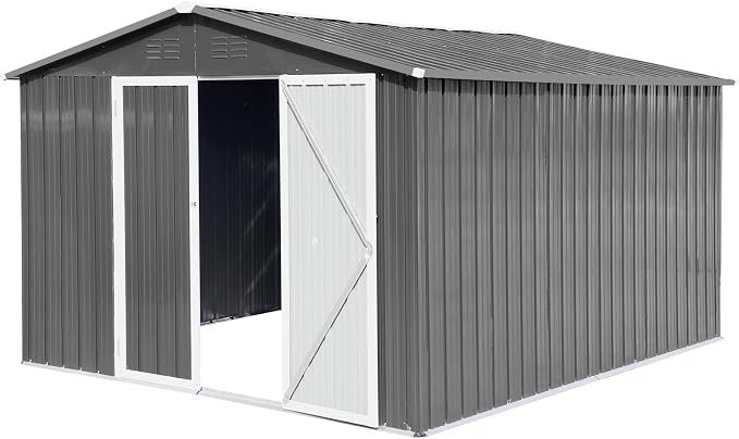 12 x 10 FT Metal Garden Shed, Outdoor Storage Shed - Image 5