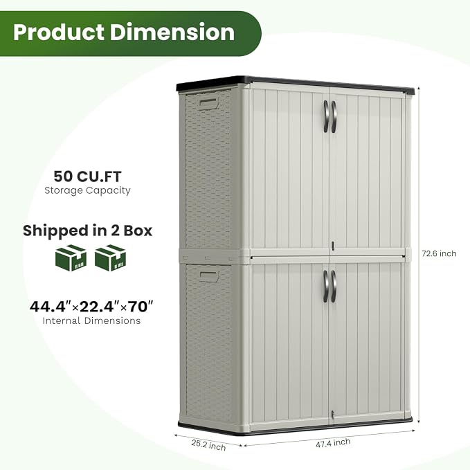 Greesum Outdoor Storage Shed Without Divider, 45 cu.ft Outdoor Waterproof - Image 4