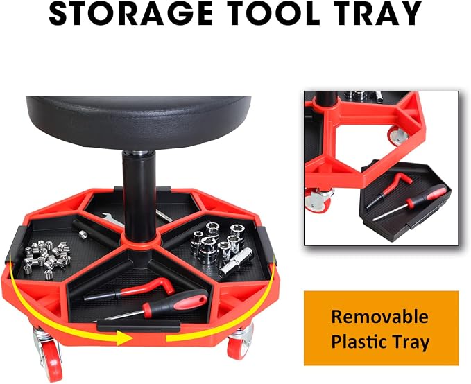 Torin ATRXF8308B Pneumatic Mechanic Stool/Rolling Shop Creeper Seat - Image 7