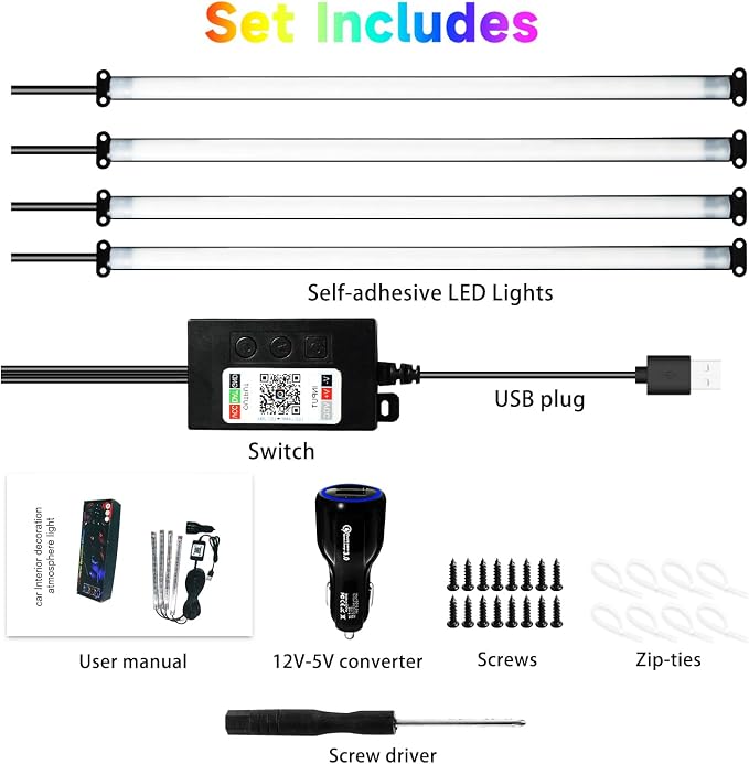 Car Led Interior Light Strip 72LEDs Under Dash Foot Well PVC Housing RGB DIY - Image 7