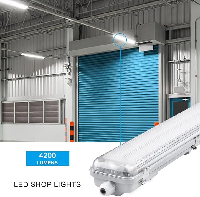 4FT Vapor Tight LED Light Fixture 4200LM 48W, 6500K Bright White IP65 Waterproof - Image 3