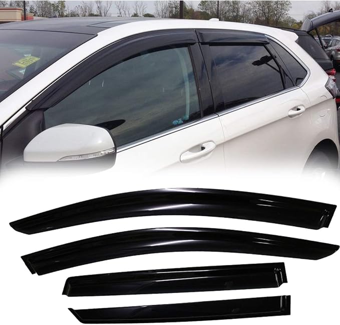 Side Window Wind Deflector, Dark Smoke Window Visor fit by Puermto