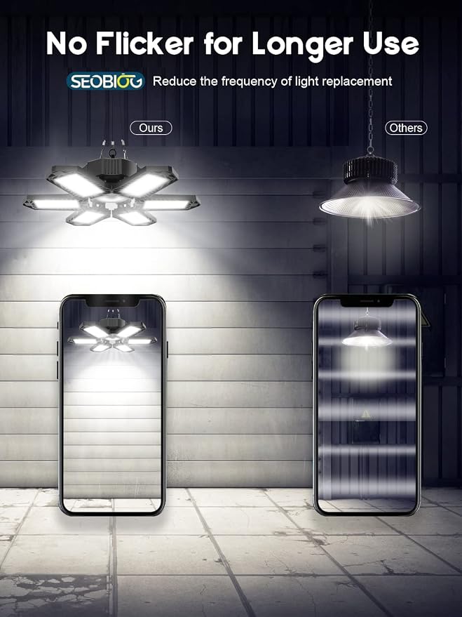 SEOBIOG Plug in Garage Light, 200W 20000LM Linkable Shop Light - Image 4