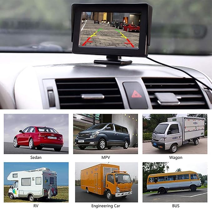 Back Up Camera with 4.3 Inch Monitor Kit, Reverse Rear View Camera - Image 3