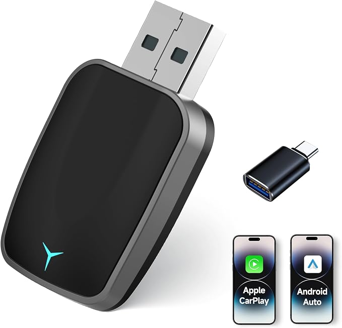 Mini Wireless Carplay Adapter, Convert Wired to Wireless Car Play & Android by Angetube