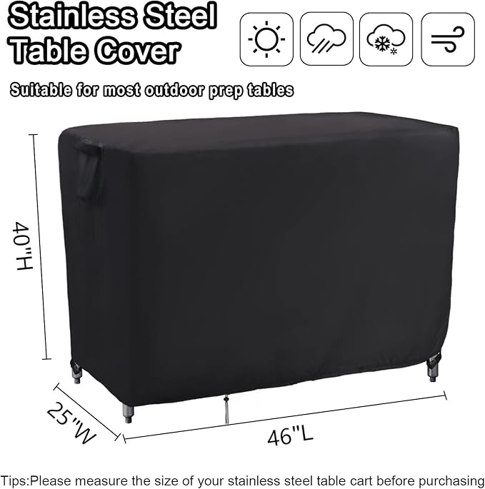 Kingling Grill Cart Cover, Waterproof Outdoor Prep Table Cover 46 Inch - Image 2