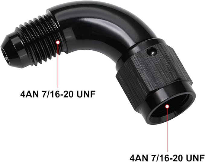 90 Degree 4AN Male to 4AN Female Swivel Full Flow Fitting Adapter Coupler - Image 2