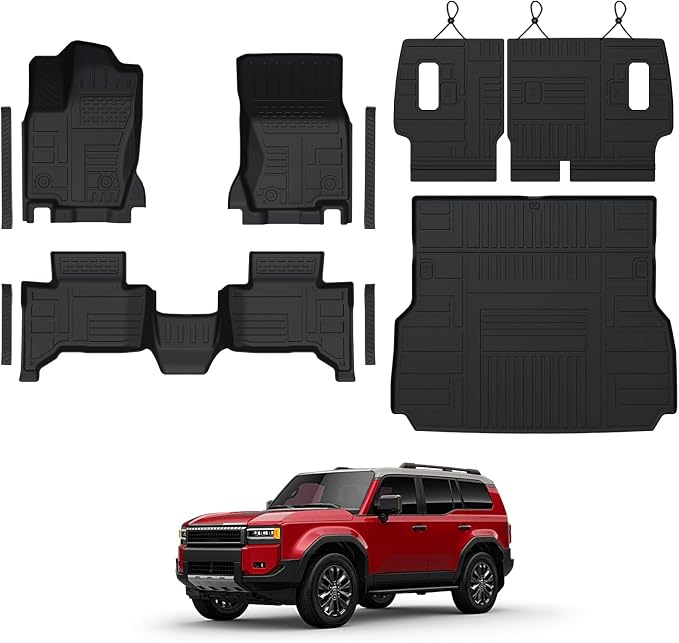 Floor Mats Set for 2024 2025 Toyota Land Cruiser Prado 5 Seats, Full Coverage by GALVAGNITE