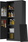 Washemba 71" Metal Garage Storage Cabinet, 2 Locked Doors and 5 Adjustable by Washsemba