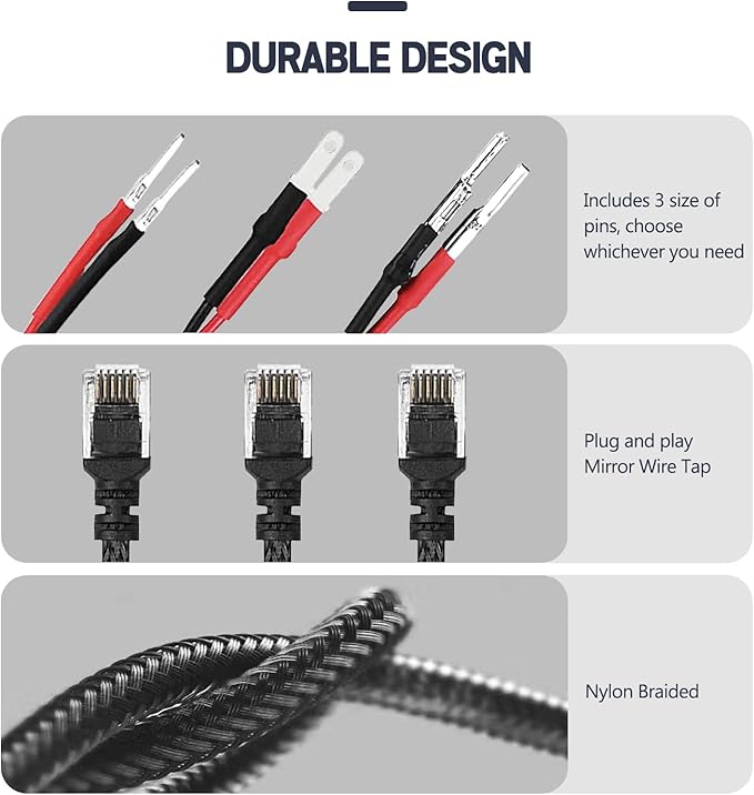 Xislet 16.5" Radar Detector Hardwire Power Cord Mirror Wire Plug Tap Compatible - Image 3