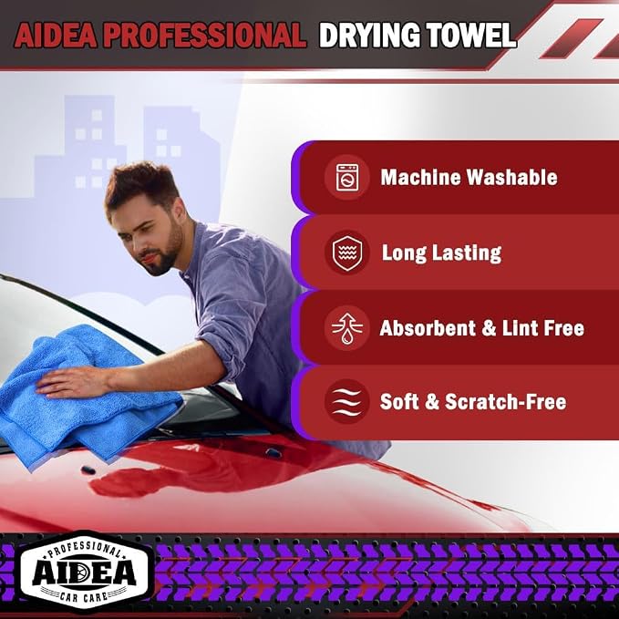 AIDEA Microfiber Towels for Cars-2PK, Large Professional Car Drying Towel - Image 4