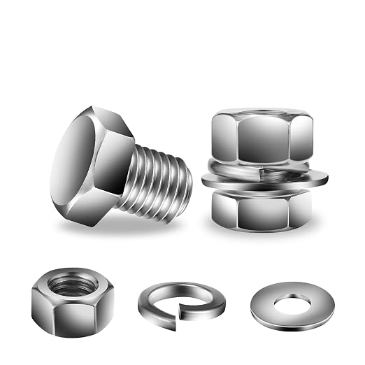 5/16-18 x 1/2" Hex Head Screw Bolt, Flat & Lock Washers, Fully Threaded by SGTZH