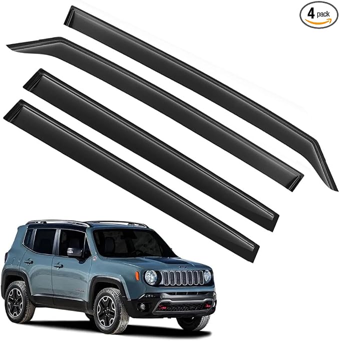 Rain Guards for Jeep Renegade 2015-2023, Tape-on Side Window Deflectors for by LETINGFAR