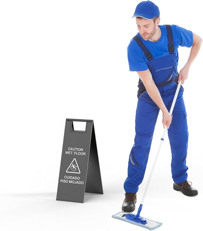 Stainless Steel Wet Floor Sign 2 Pack, 24 Inch Double-Sided Foldable Caution - Image 7