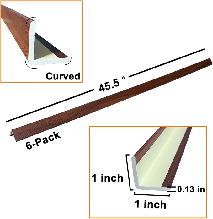 Wall Corner Protector 6PCS 45" Corner Molding Trim Grey Wood Grain Corner Trim - Image 5