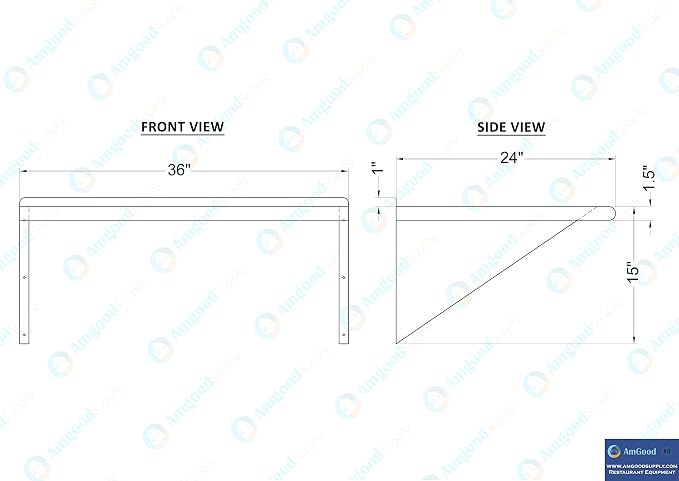 AmGood 36" Long X 24" Deep Stainless Steel Wall Shelf | NSF Certified | - Image 5