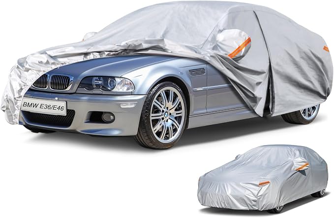 Kayme 6 Layers Car Cover Waterproof All Weather, Outdoor Car Cover UV Rain Sun by kayme