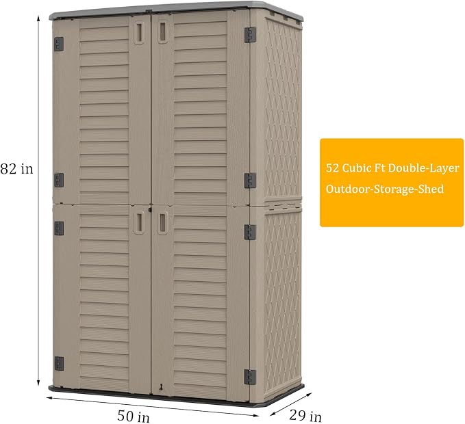 HOMSPARK Storage Shed Weather Resistance, Outdoor Storage Cabinet - Image 5