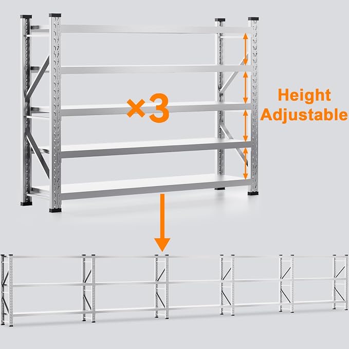 ZZV 78" W x 78" H Garage Shelving Heavy Duty Storage Shelves 5 Tier Stainless - Image 5