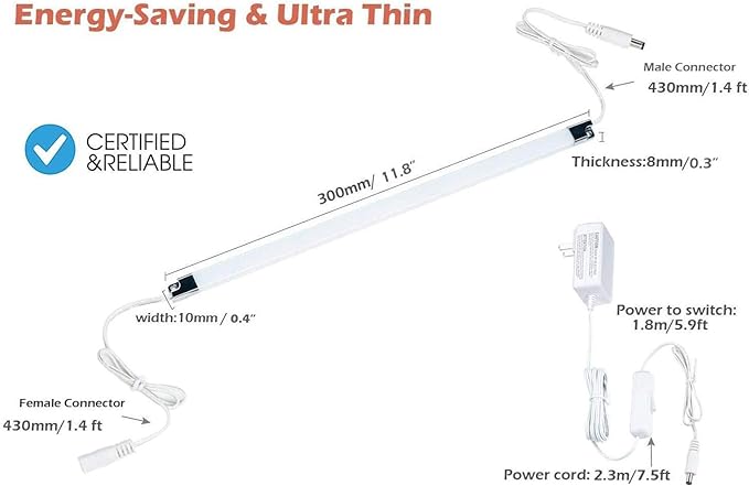 Led Light Strips Kit, 12’’ Linkable Light Bars + Rocker Switch + UL Power - Image 6