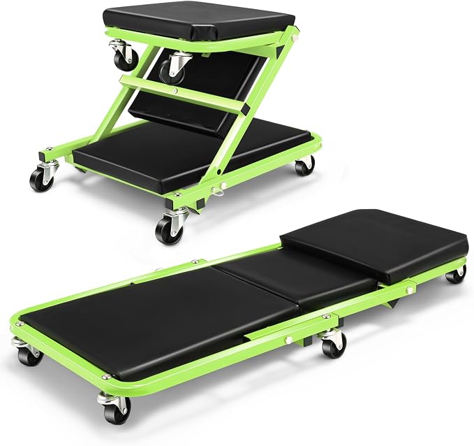 DNA MOTORING 36 Inches 2 IN 1 Rolling Folding Car Creeper/Seat, 150kg Weight by DNAMOTORING-Tools