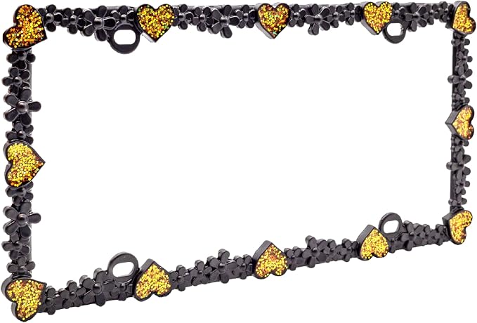 Creathome 3D Shining Daisy Heart License Plate Frame from Pure Zinc Alloy Metal - Image 4