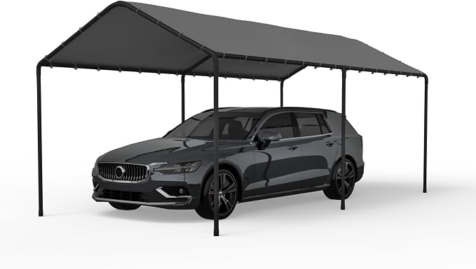 Carport, 10‘ x 20’ Heavy Duty Portable Garage All-Season Car Canopy w/Removable by PHONJOROO