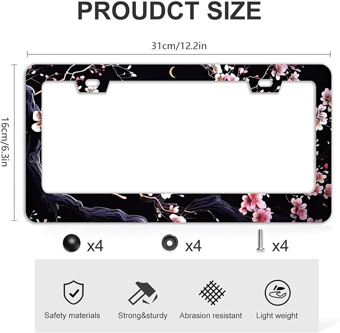 Watercolor Cherry Blossom License Plate Frames - Image 4