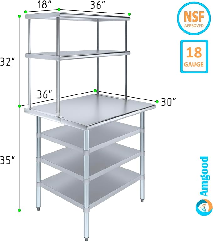 Amgood 30" x 36" Stainless Steel Work Table - Image 3