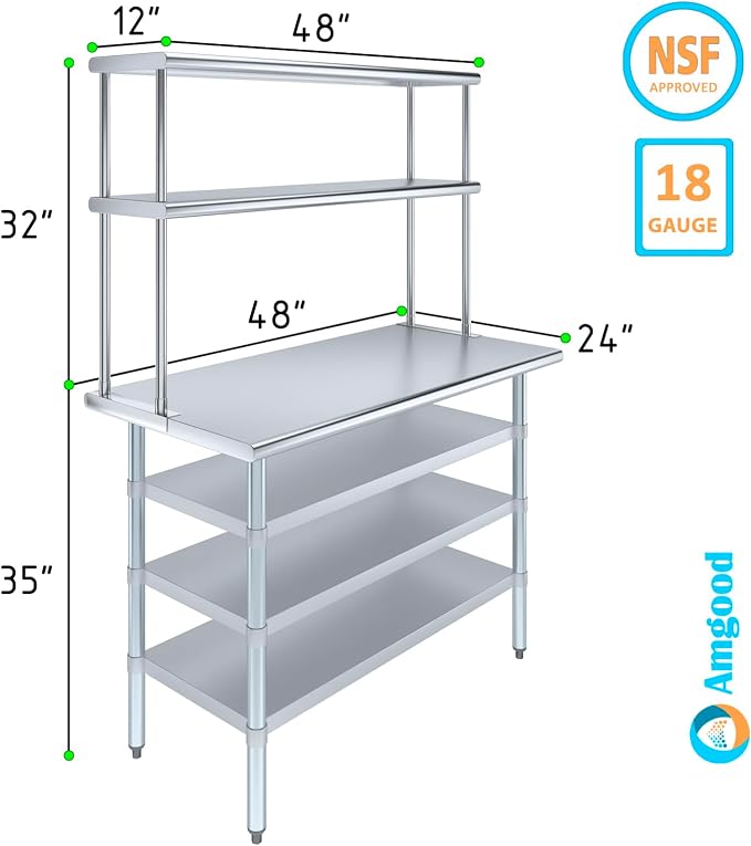 Amgood (24" x 48" Stainless Steel Work Table - Image 3