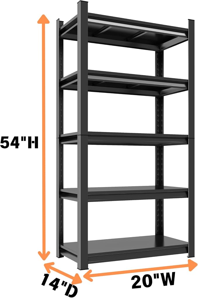 Metal Garage Shelving Unit, Heavy Duty 5-Tier Adjustable Storage Rack, Steel - Image 3