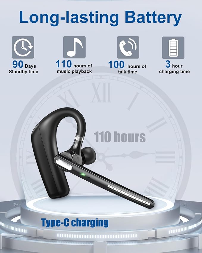 Bluetooth Headset V5.4, Wireless Bluetooth Earpiece - Image 2