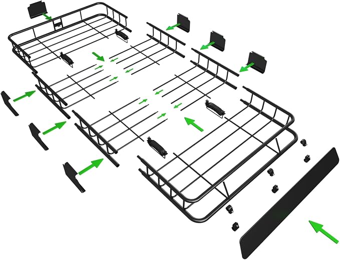 WEIZE Roof Rack Carrier Basket Universal Rooftop 64" x 39" x 5" Large Size Roof - Image 7